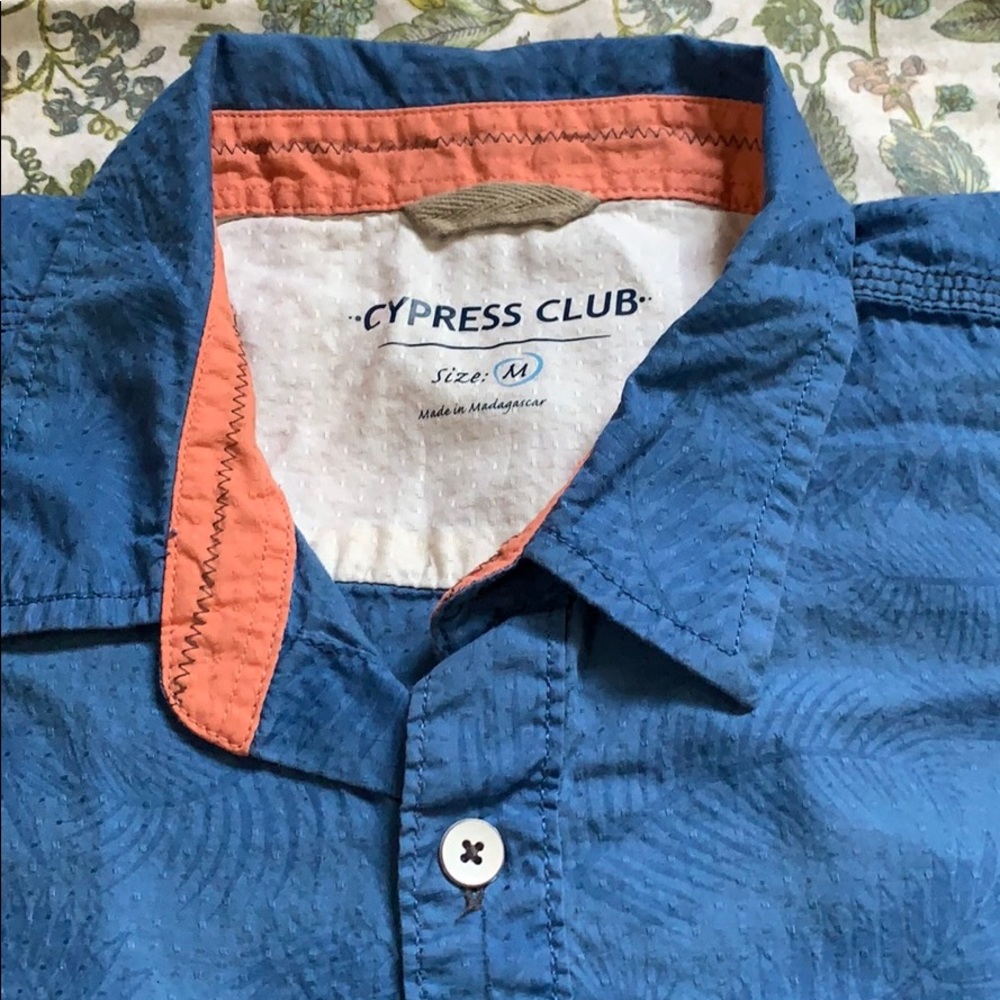 Cypress club blue floral short sleeve shirt